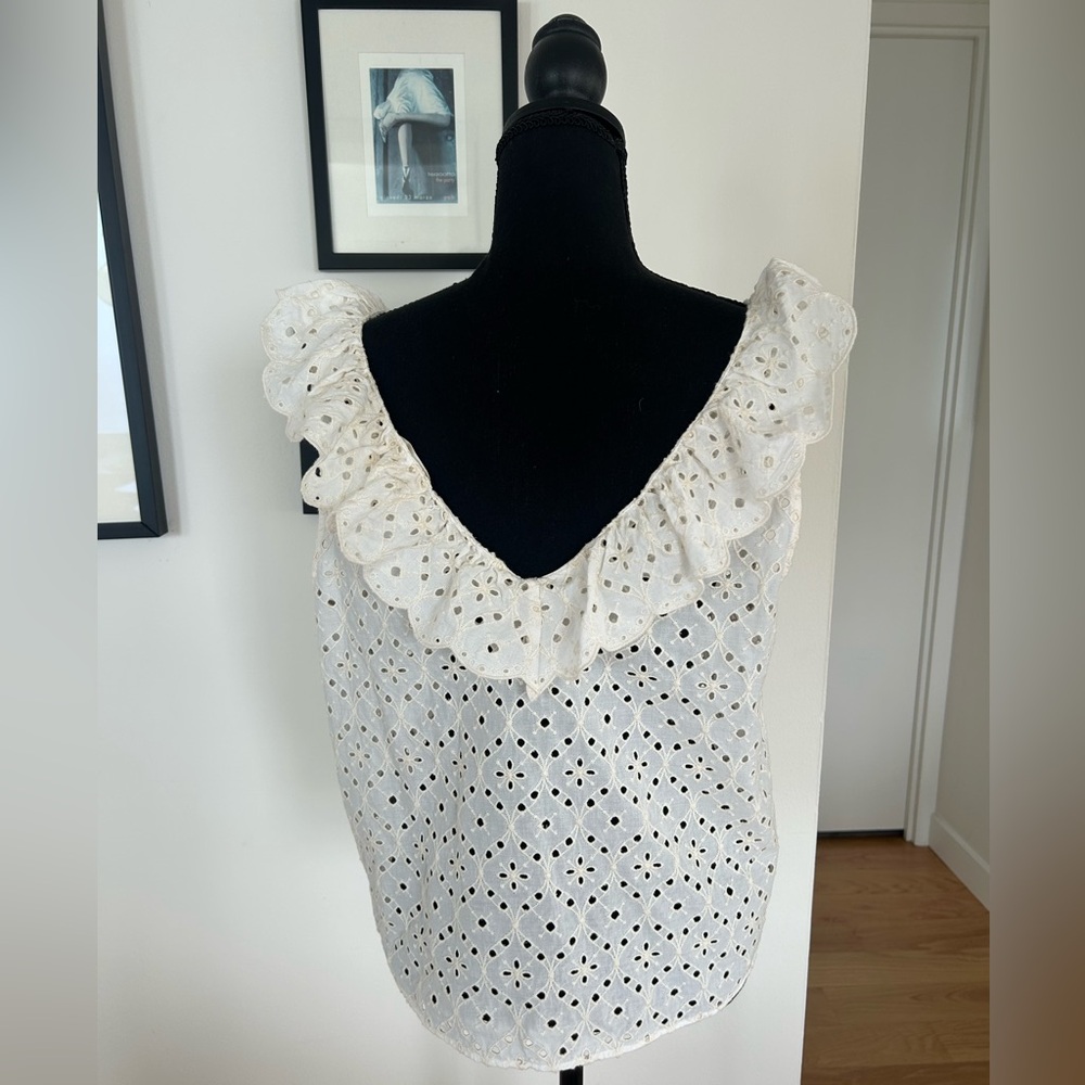 Sezane Gold Blouse Écru. - Size 44 - Picture 5 of 6